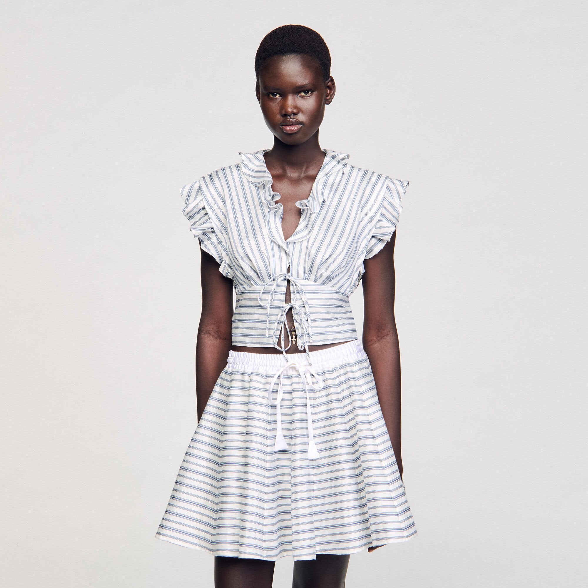 Sandro / Striped sleeveless crop top Blu / White