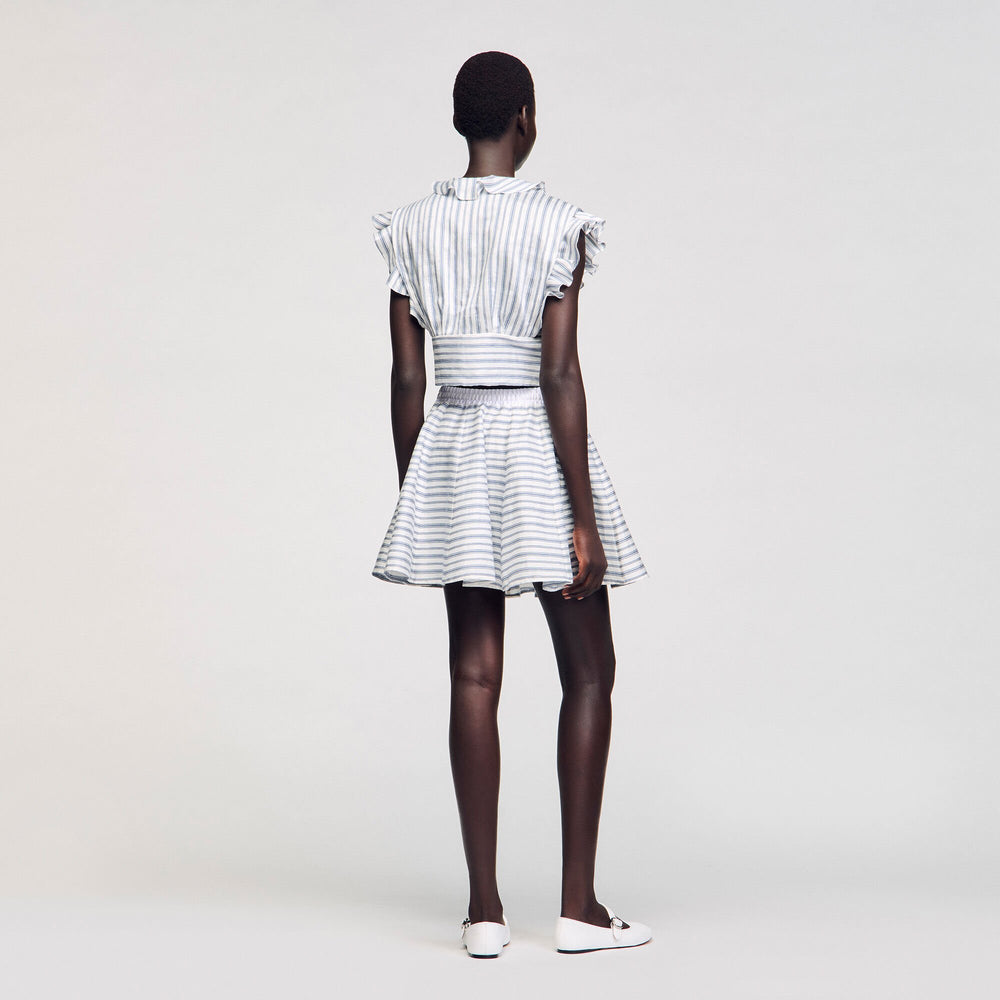 Sandro / Striped sleeveless crop top Blu / White