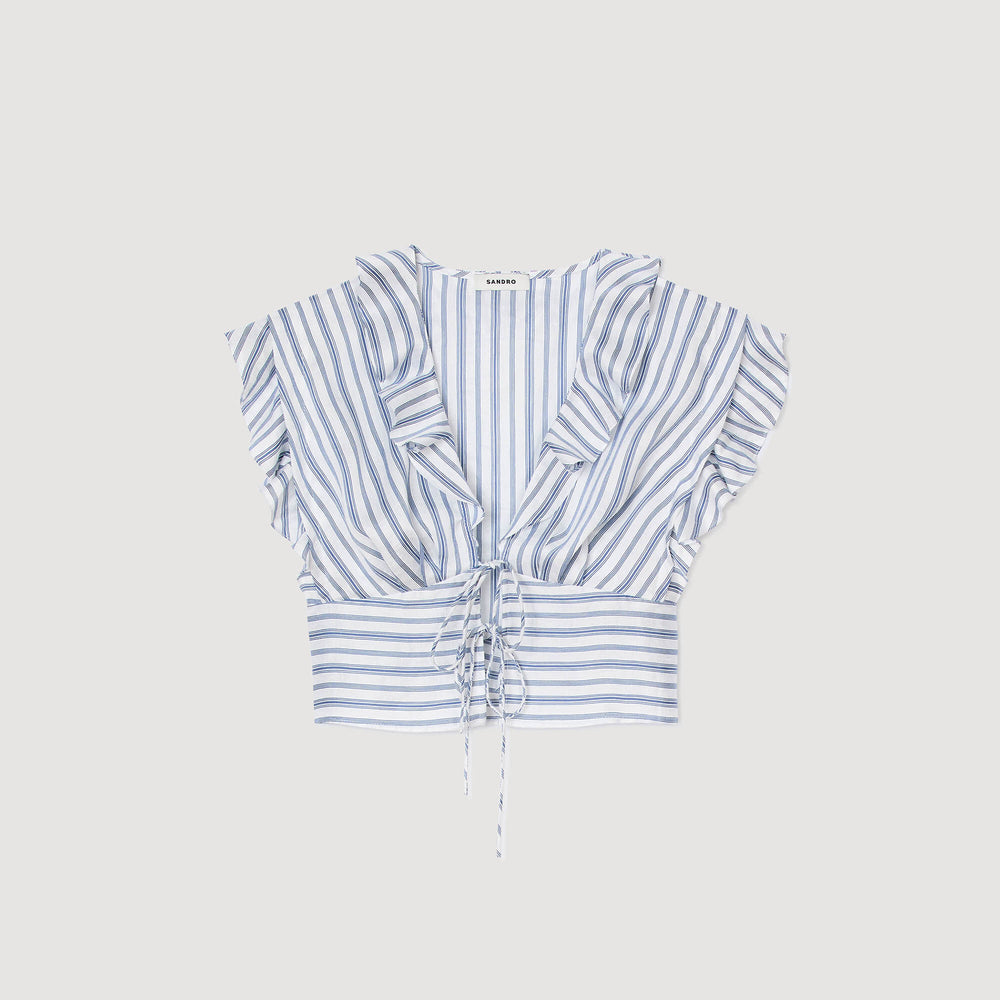 Sandro / Striped sleeveless crop top Blu / White