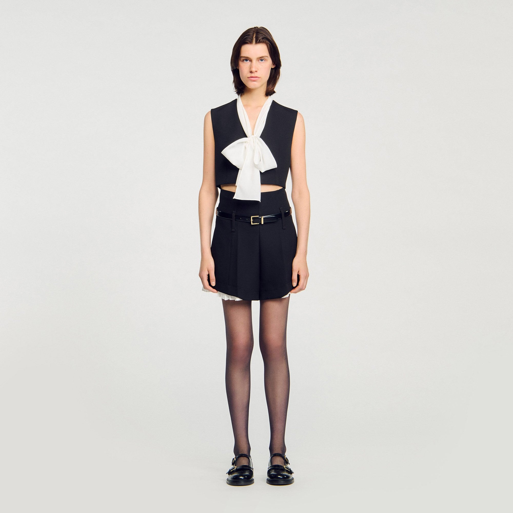 Sandro / Bow neck crop top Black