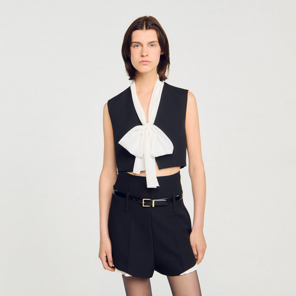 Sandro / Bow neck crop top Black