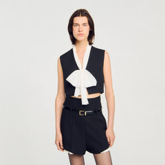 Sandro / Bow neck crop top Black