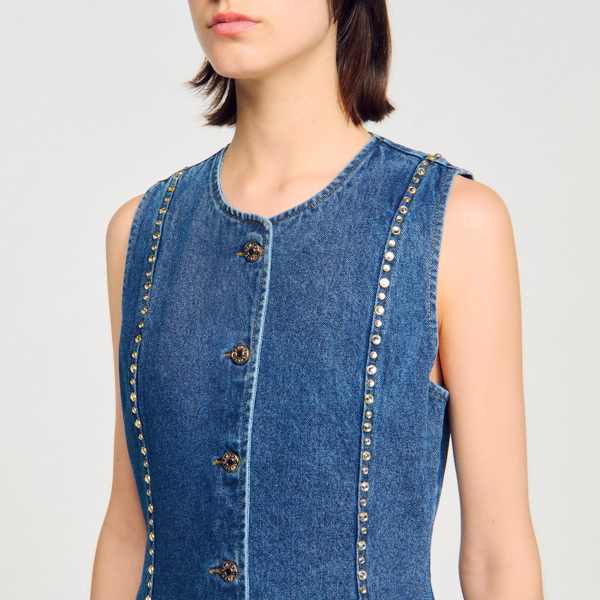 Sandro / Rhinestone denim top Blue Jean