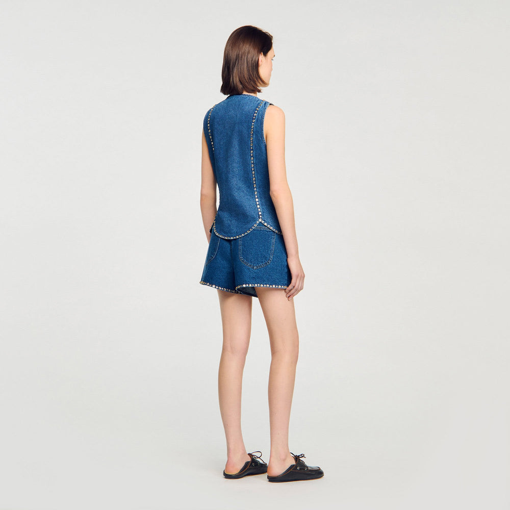 Sandro / Rhinestone denim top Blue Jean