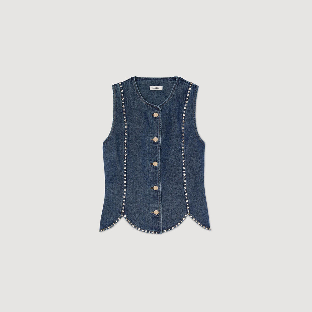 Sandro / Rhinestone denim top Blue Jean
