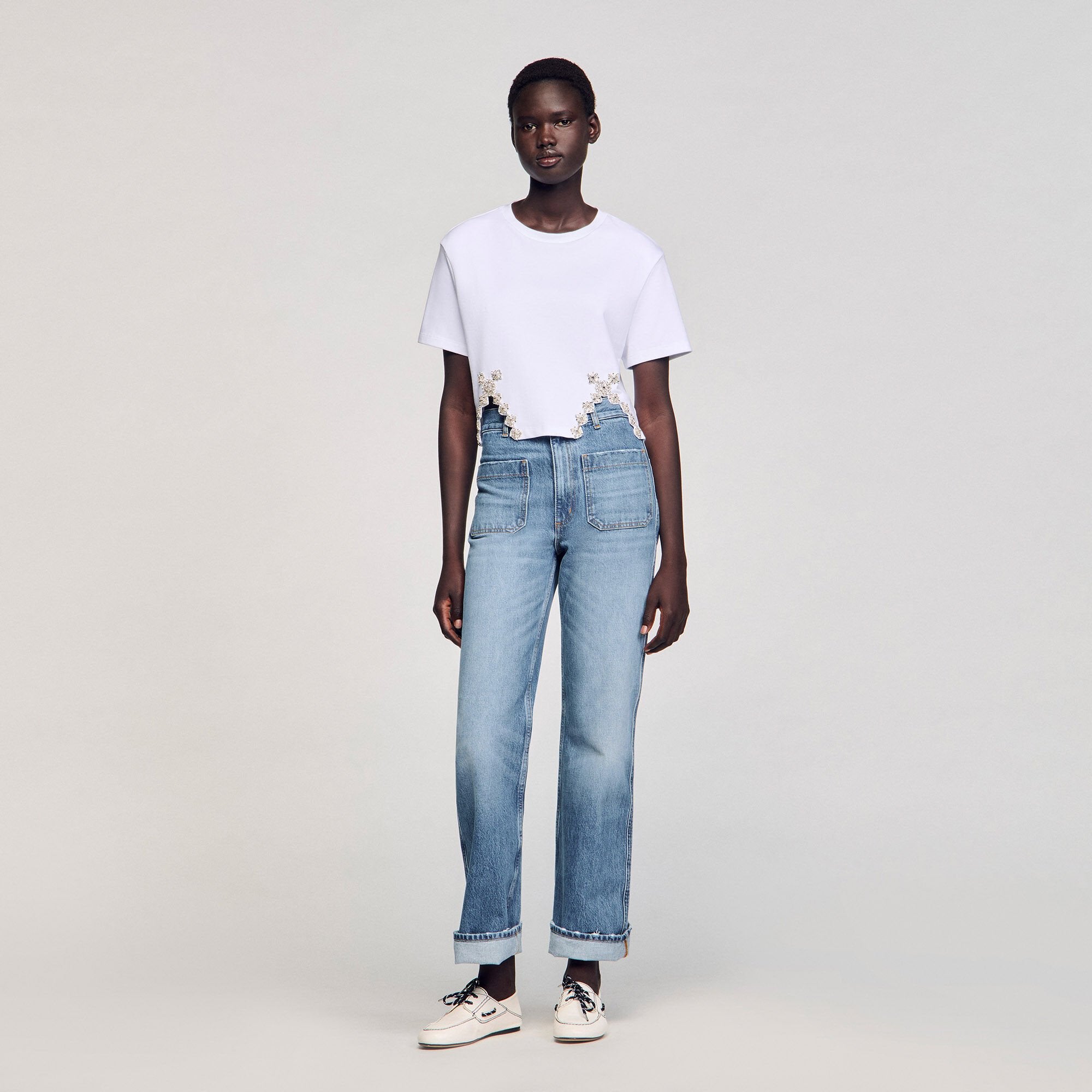 Sandro / Rhinestone crop top White