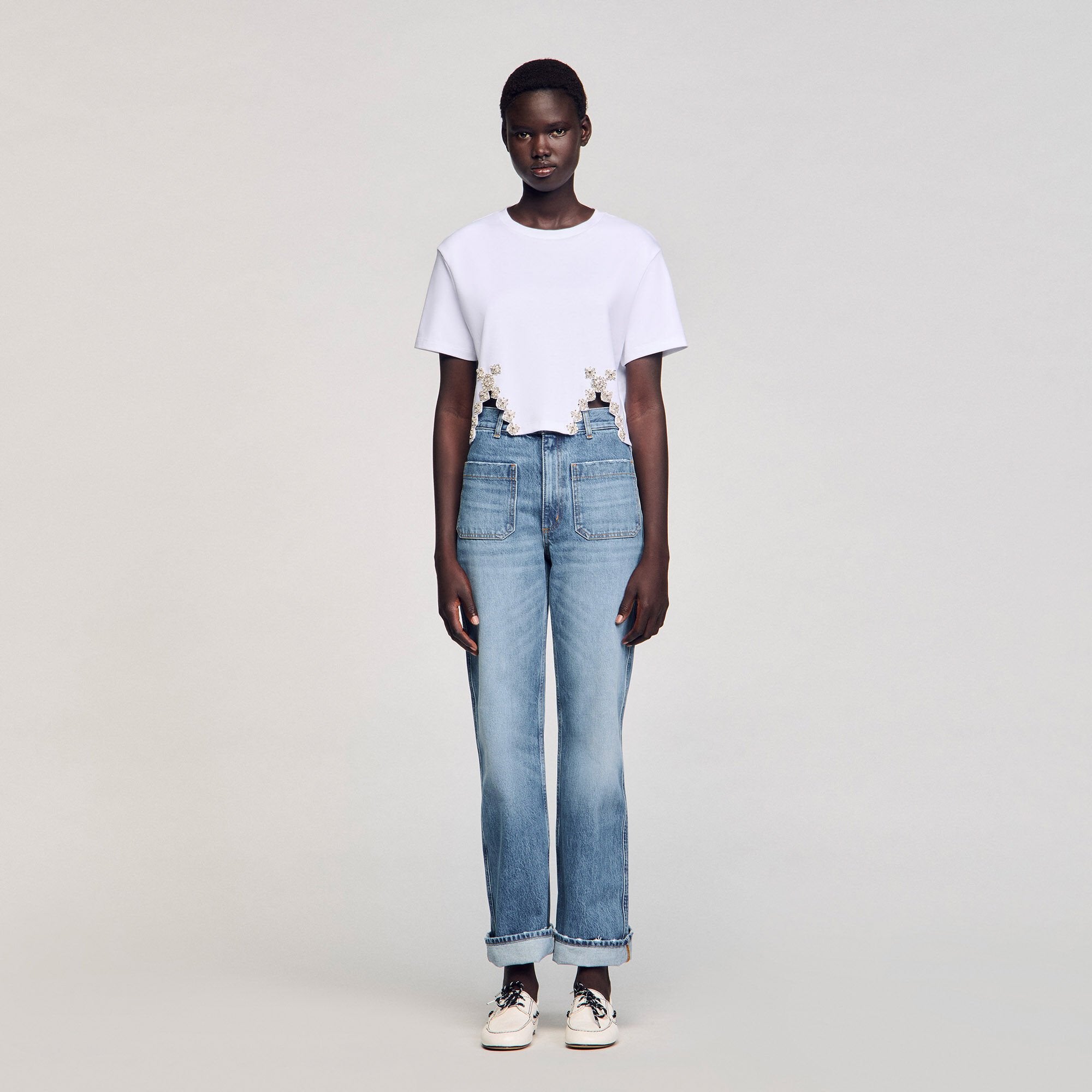 Sandro / Rhinestone crop top White