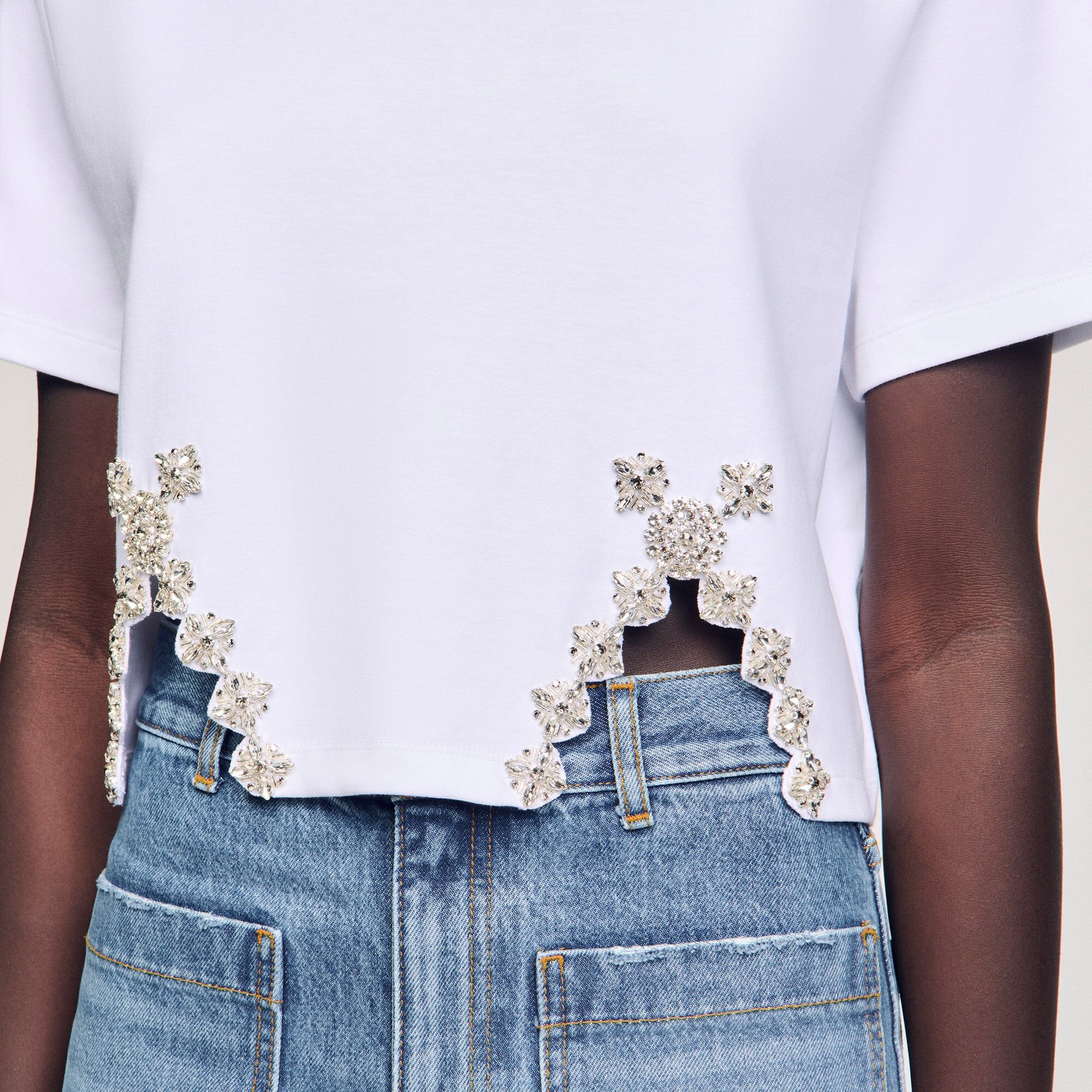 Sandro / Rhinestone crop top White