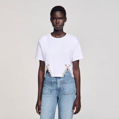 Sandro / Rhinestone crop top White