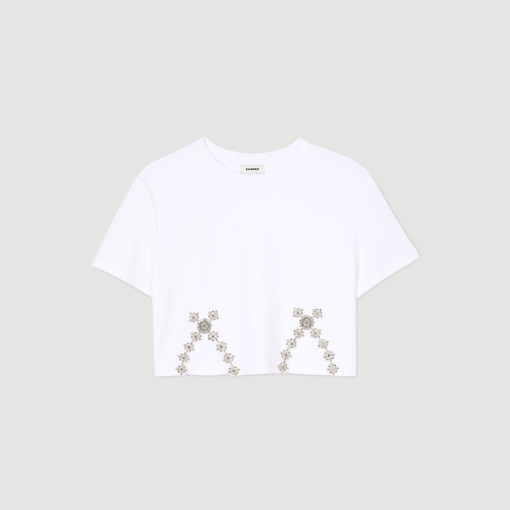 Sandro / Rhinestone crop top White