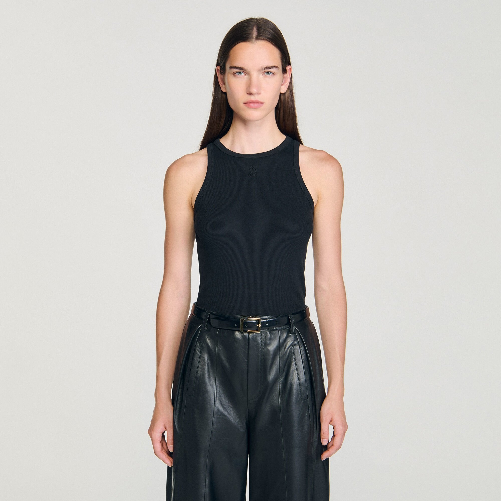 Sandro / Embroidered vest top Black