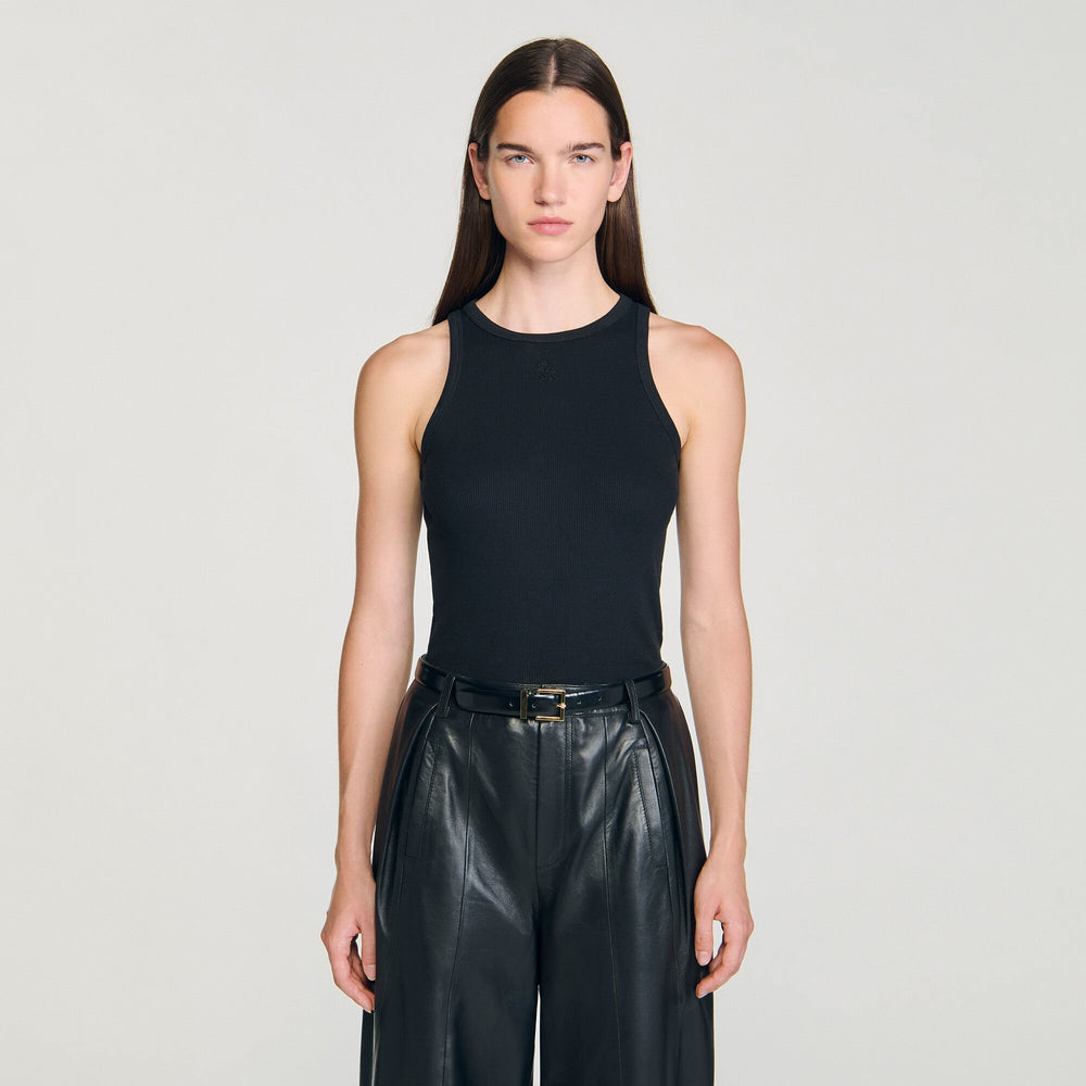 Sandro / Embroidered vest top Black
