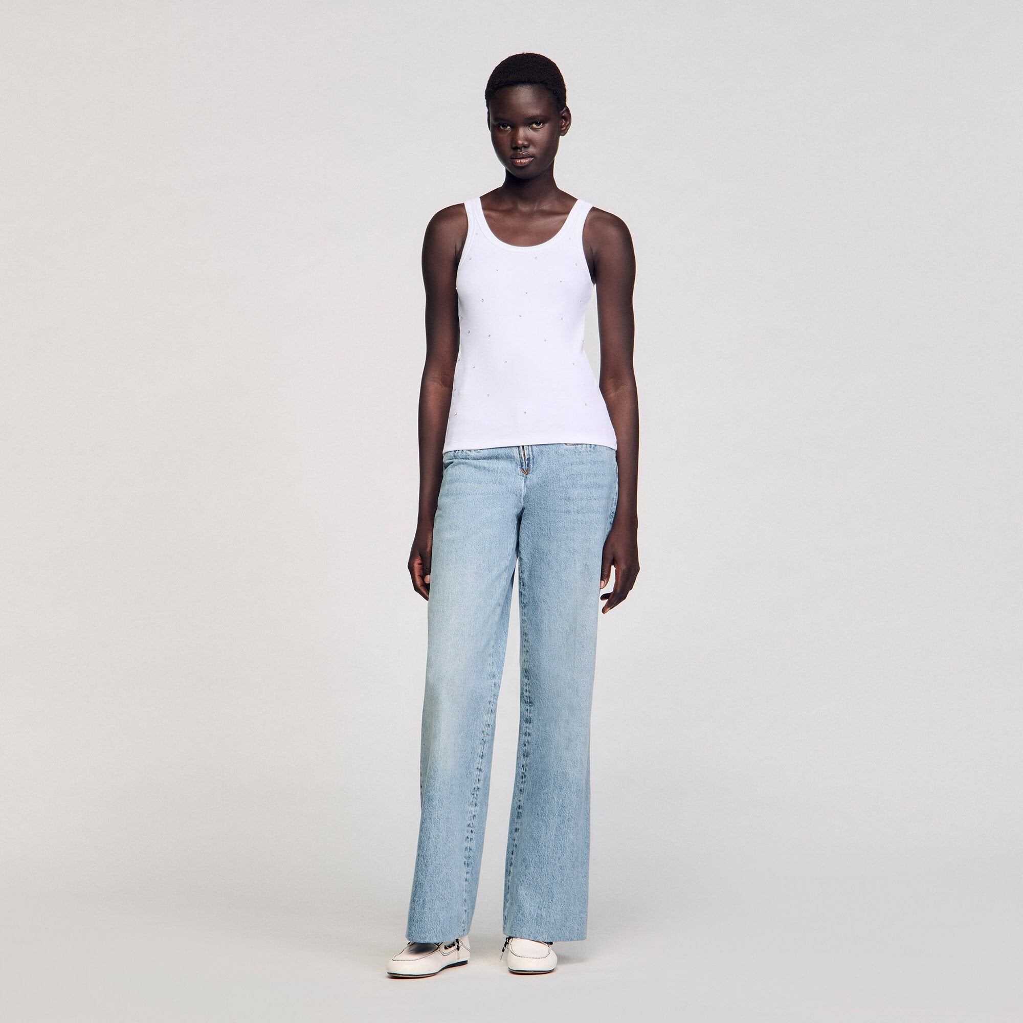Sandro / Vest top with rhinestones White