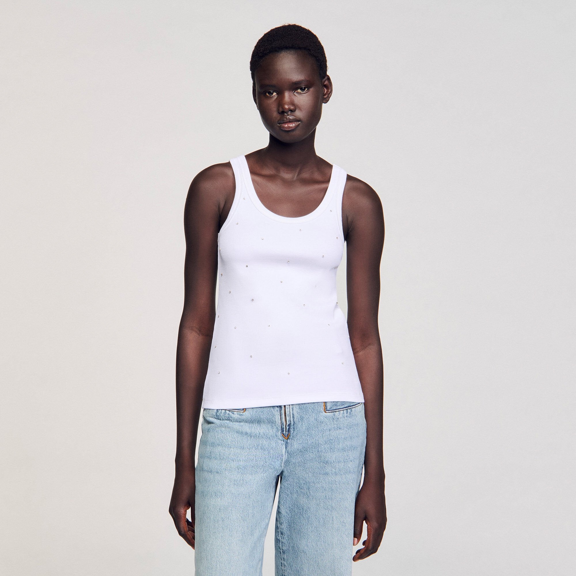 Sandro / Vest top with rhinestones White
