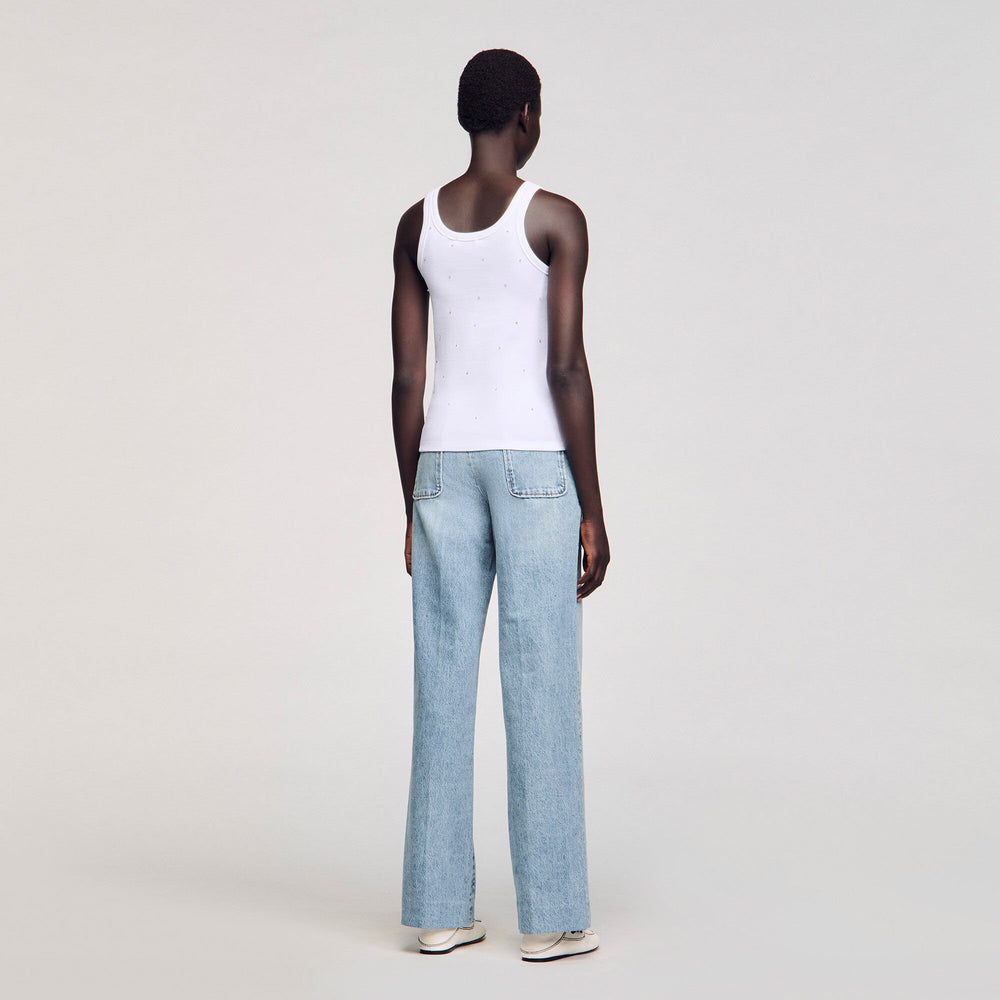 Sandro / Vest top with rhinestones White