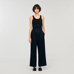 Sandro / Jersey tank with rhinestones Black