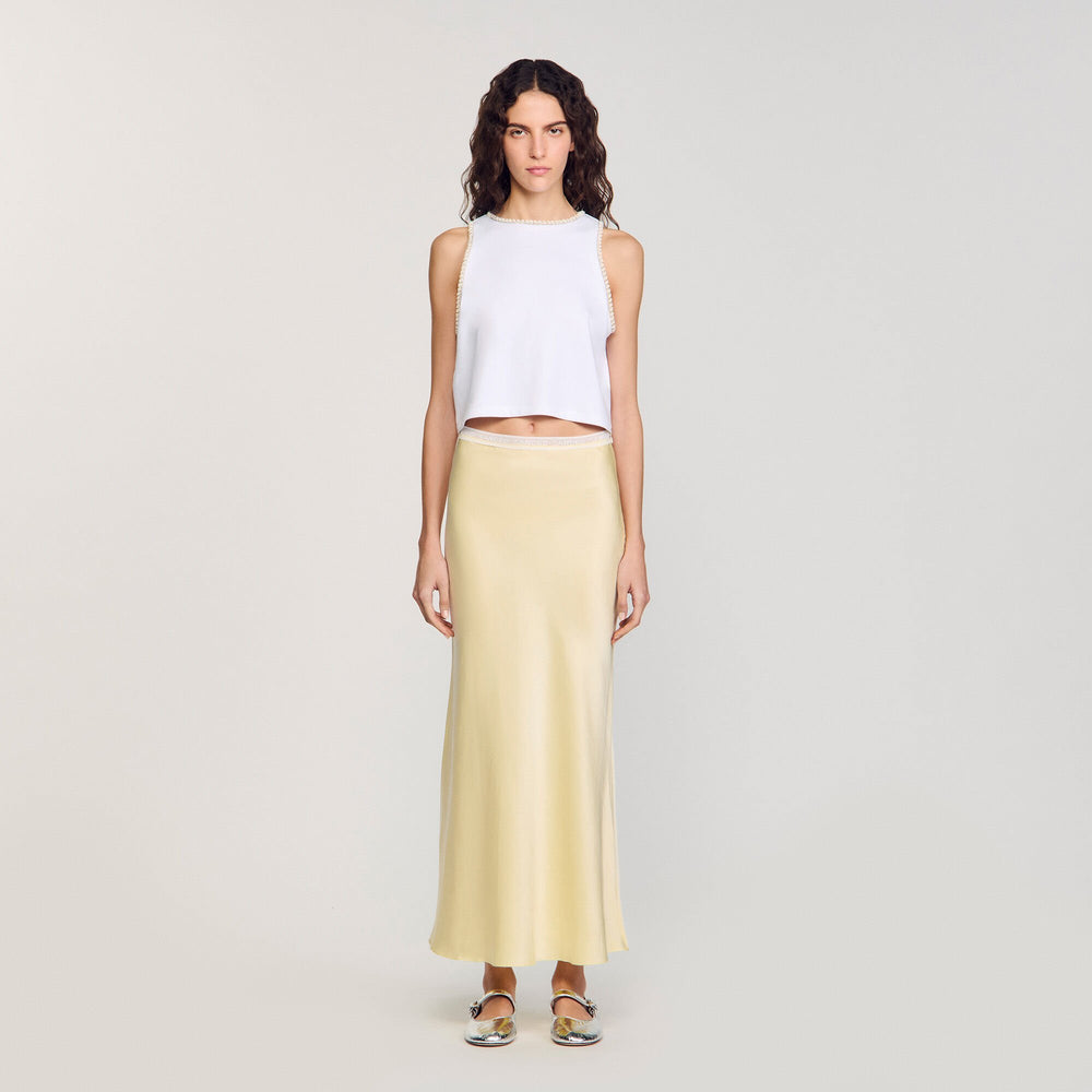 Sandro / Beaded crop top Ecru
