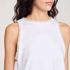 Sandro / Beaded crop top Ecru