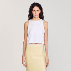 Sandro / Beaded crop top Ecru