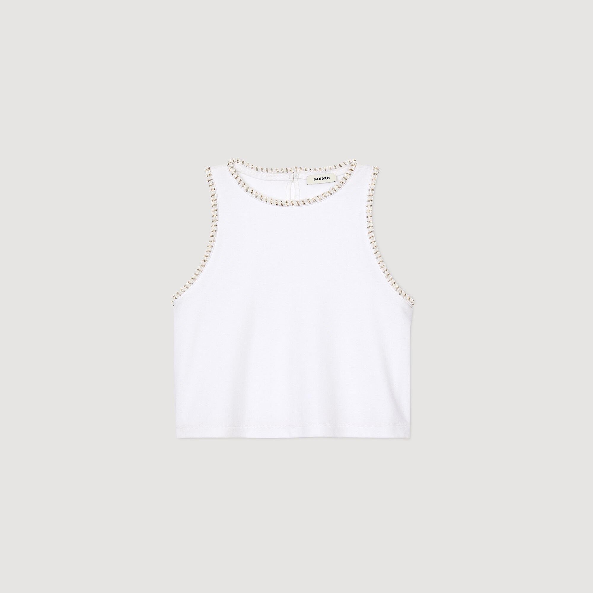 Sandro / Beaded crop top Ecru