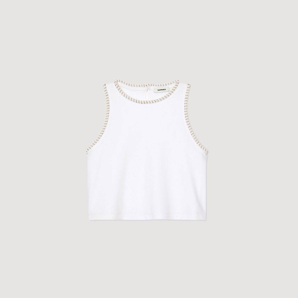 Sandro / Beaded crop top Ecru