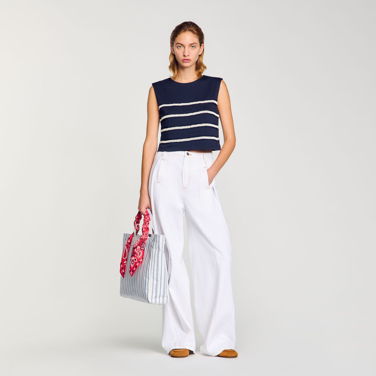 Sandro / Sleeveless striped T-shirt Navy Blue