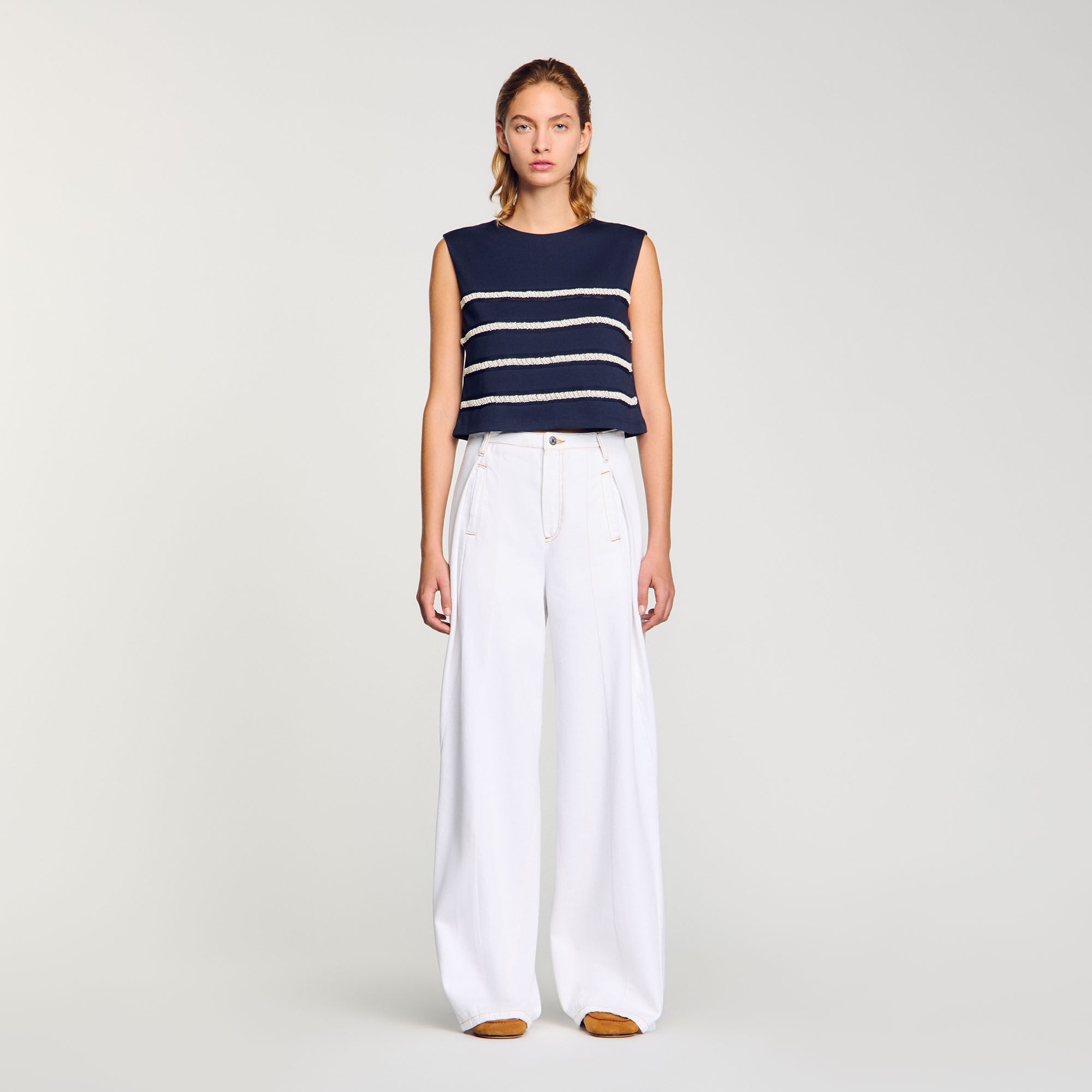 Sandro / Sleeveless striped T-shirt Navy Blue
