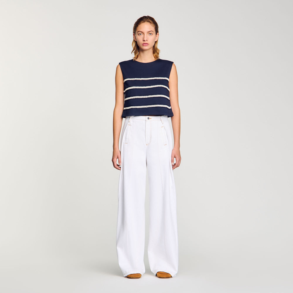Sandro / Sleeveless striped T-shirt Navy Blue