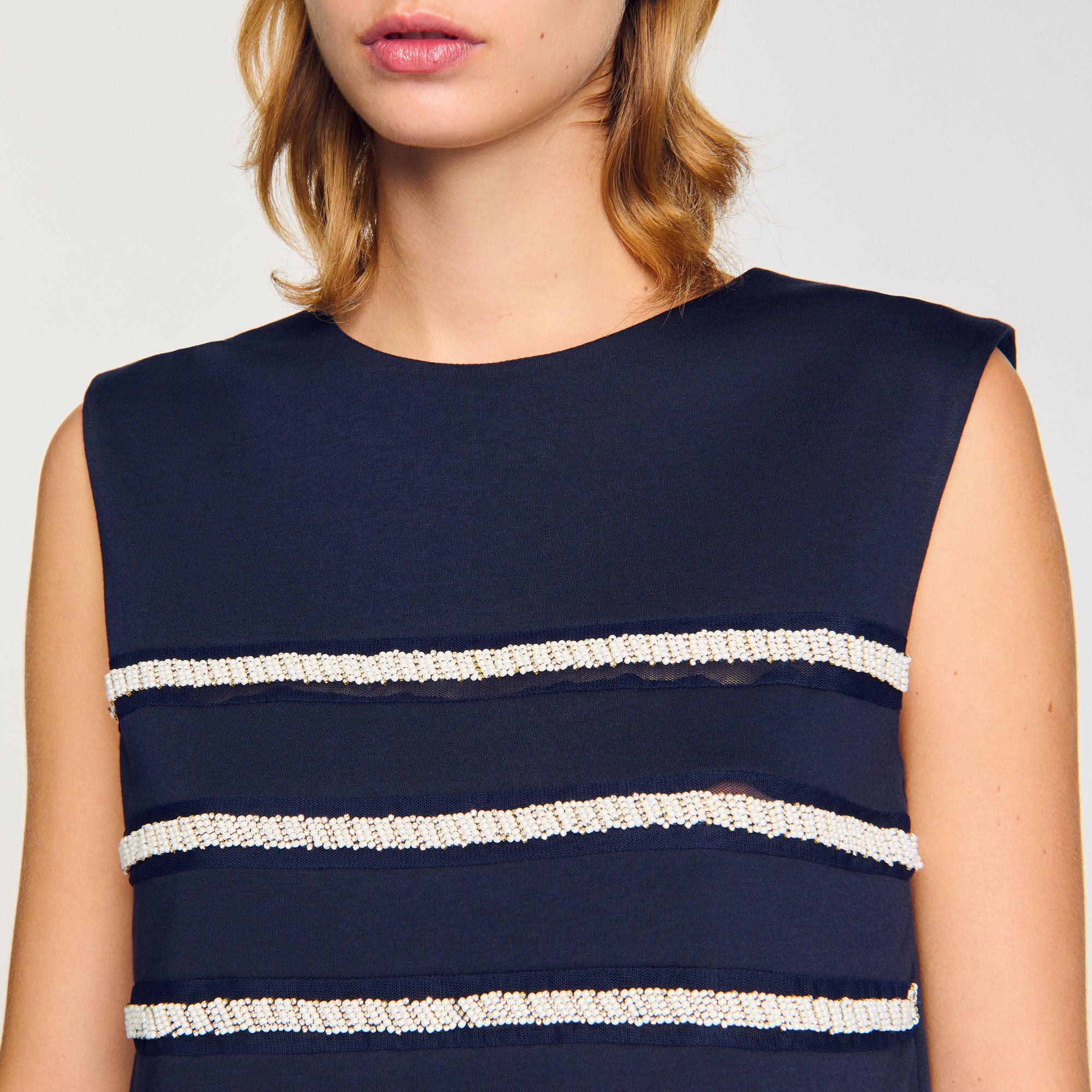 Sandro / Sleeveless striped T-shirt Navy Blue