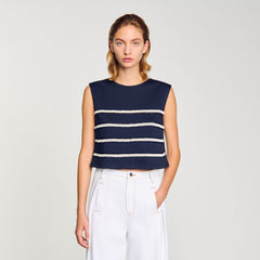 Sandro / Sleeveless striped T-shirt Navy Blue