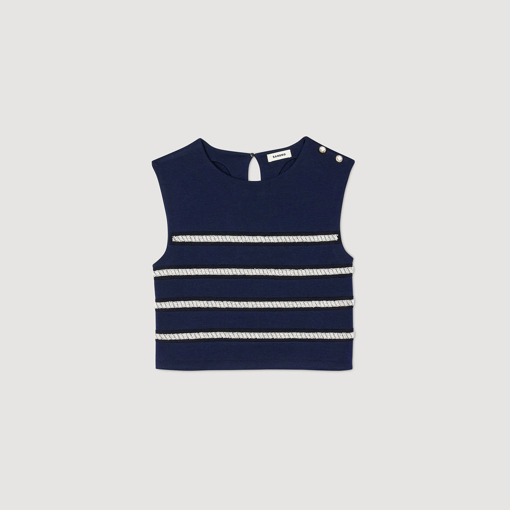Sandro / Sleeveless striped T-shirt Navy Blue