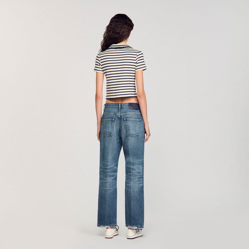 Sandro / Striped polo shirt Ecru / Navy