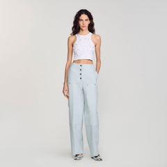 Sandro / Beaded and rhinestone tank top White