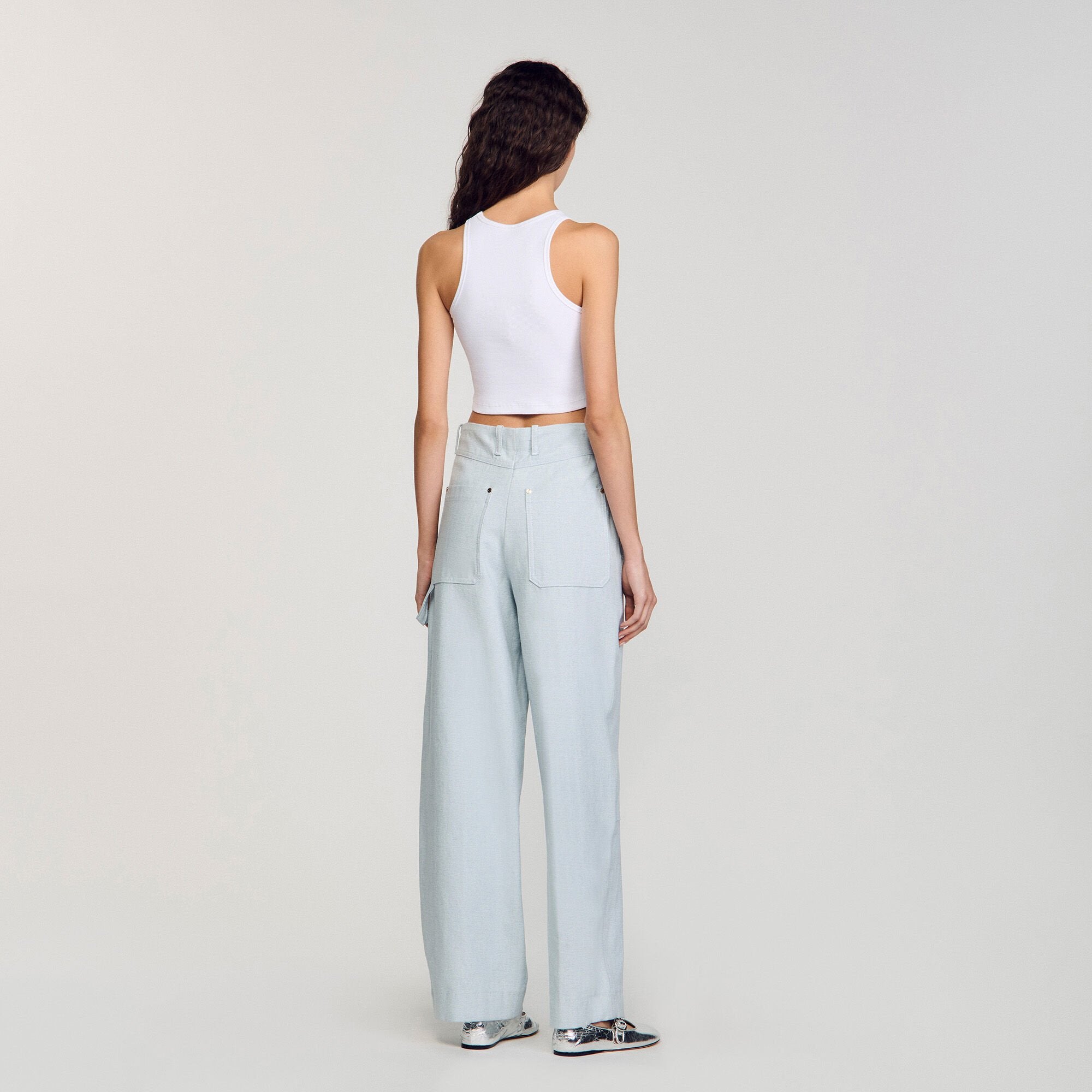 Sandro / Beaded and rhinestone tank top White
