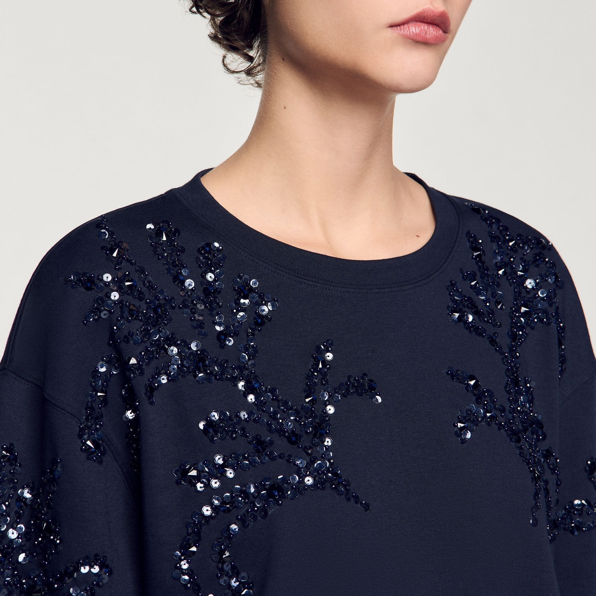 Sandro / T-shirt with beaded details Navy Blue
