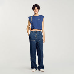 Sandro / Short draped T-shirt Navy Blue