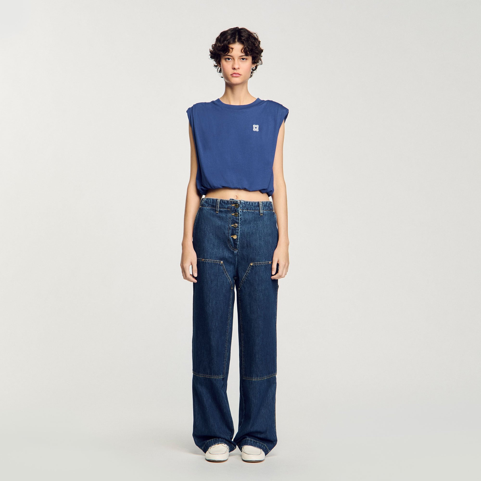 Sandro / Short draped T-shirt Navy Blue