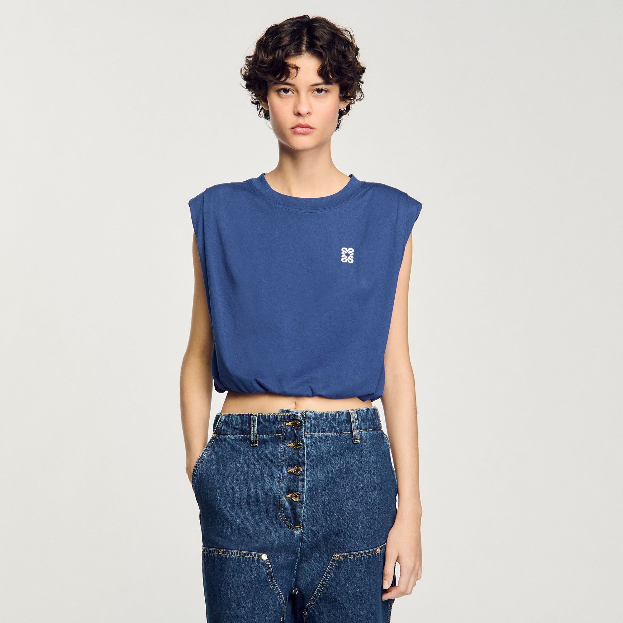 Sandro / Short draped T-shirt Navy Blue