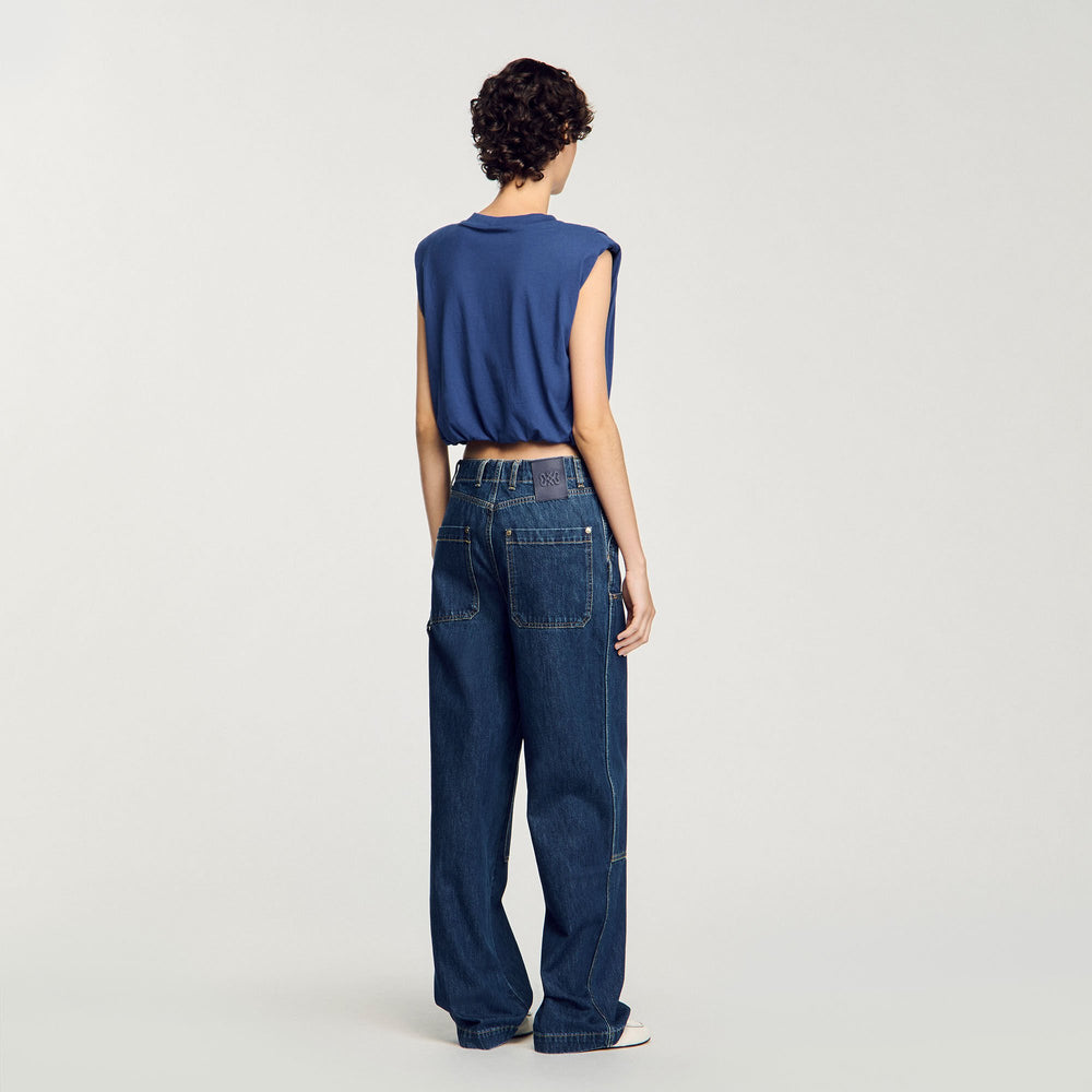 Sandro / Short draped T-shirt Navy Blue