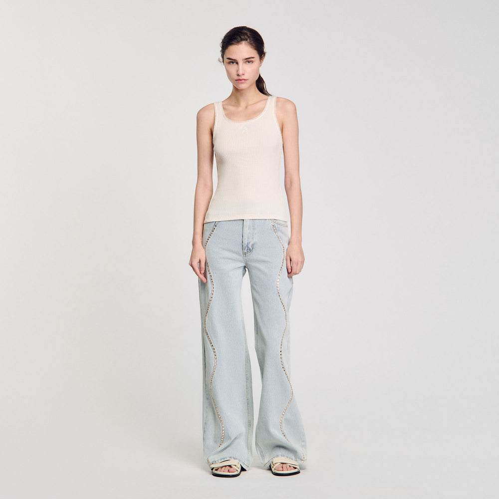 Sandro / Rib knit vest top Ecru