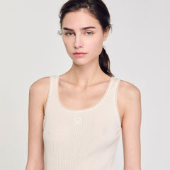 Sandro / Rib knit vest top Ecru