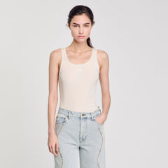 Sandro / Rib knit vest top Ecru