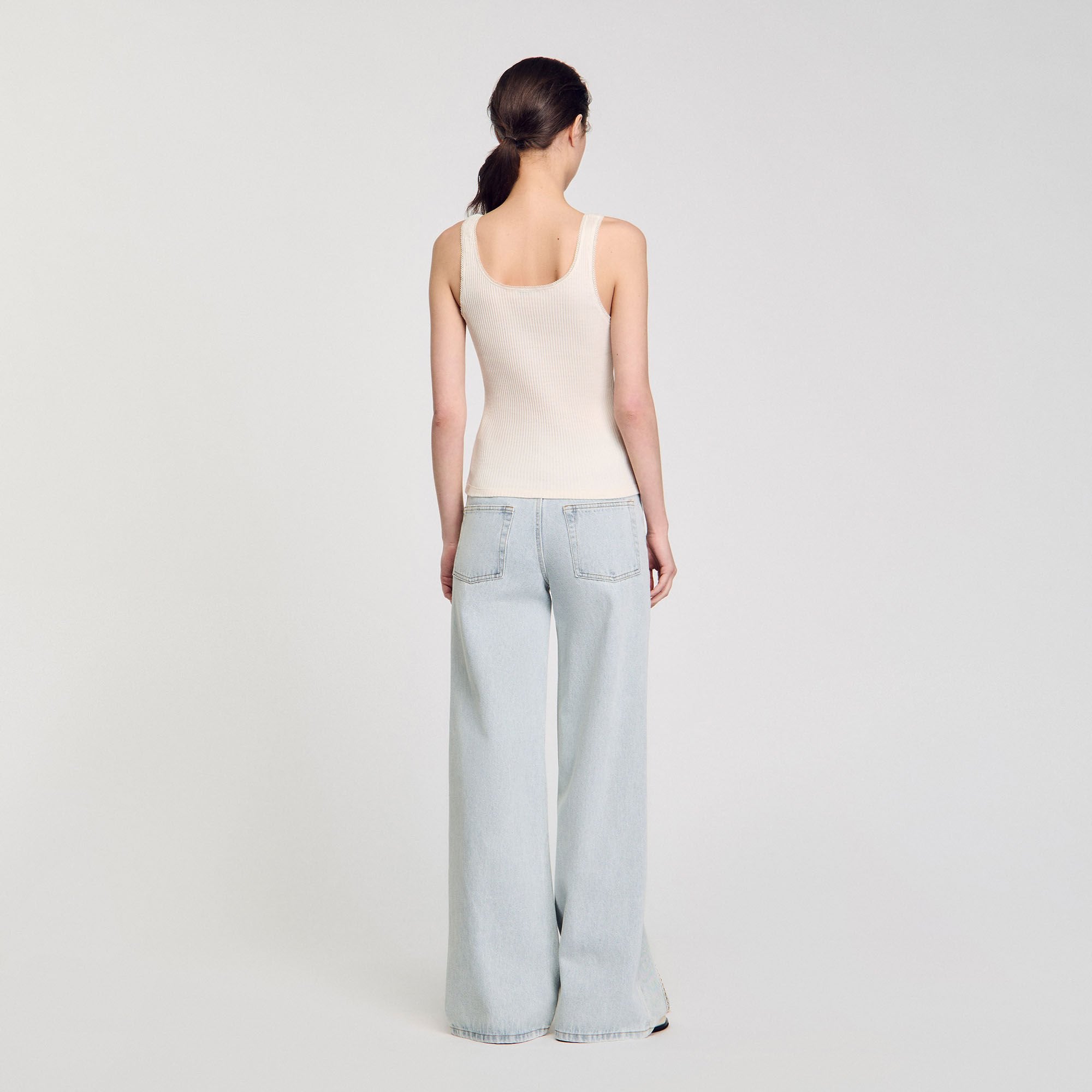 Sandro / Rib knit vest top Ecru