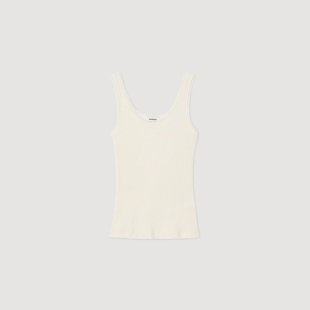 Sandro / Rib knit vest top Ecru