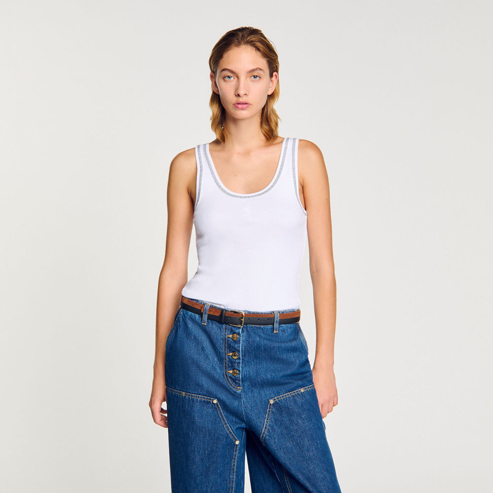 Sandro / Ribbed vest top Black / White