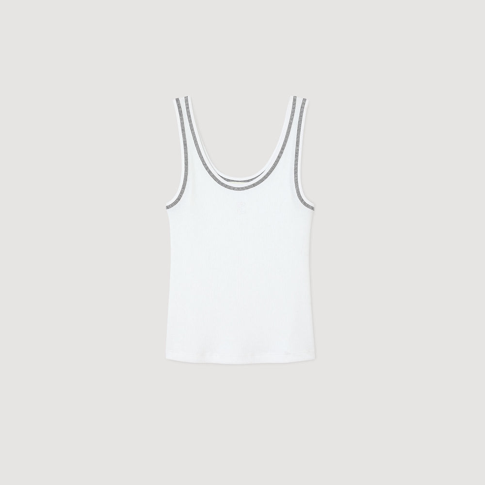 Sandro / Ribbed vest top Black / White