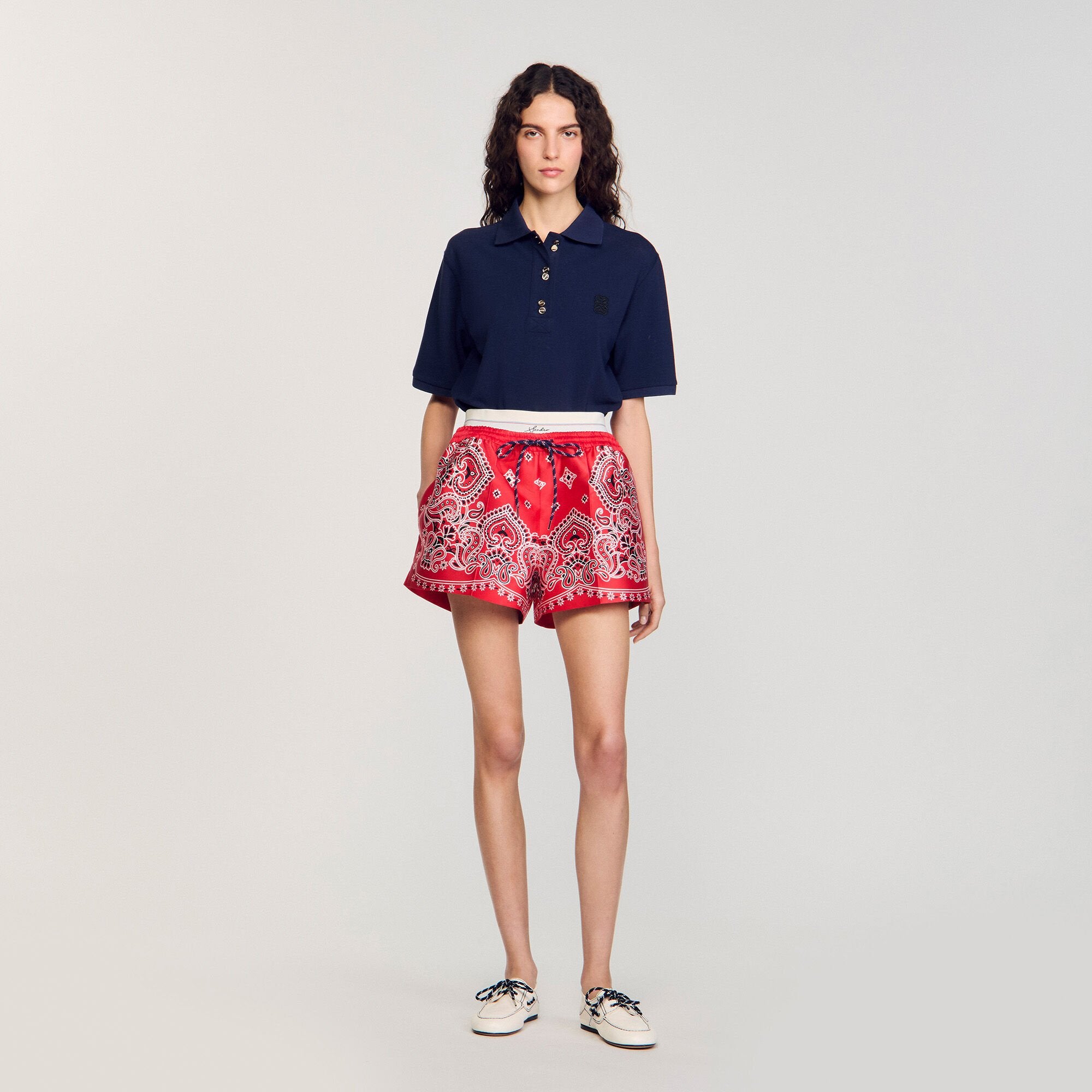 Sandro / Polo shirt with decorative buttons Navy Blue