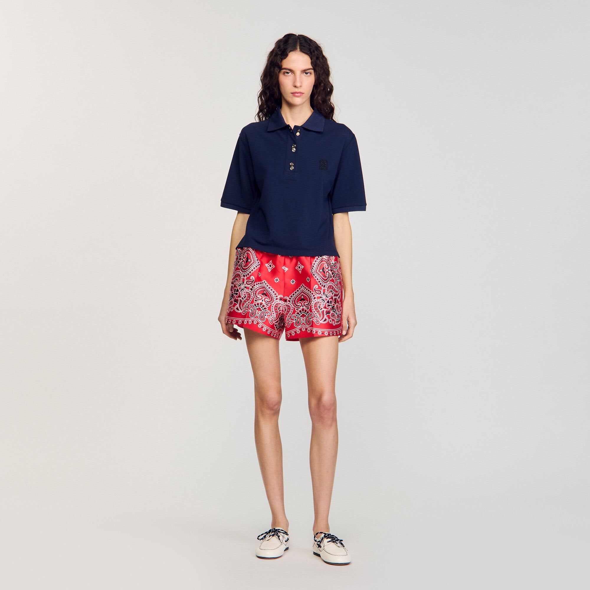 Sandro / Polo shirt with decorative buttons Navy Blue