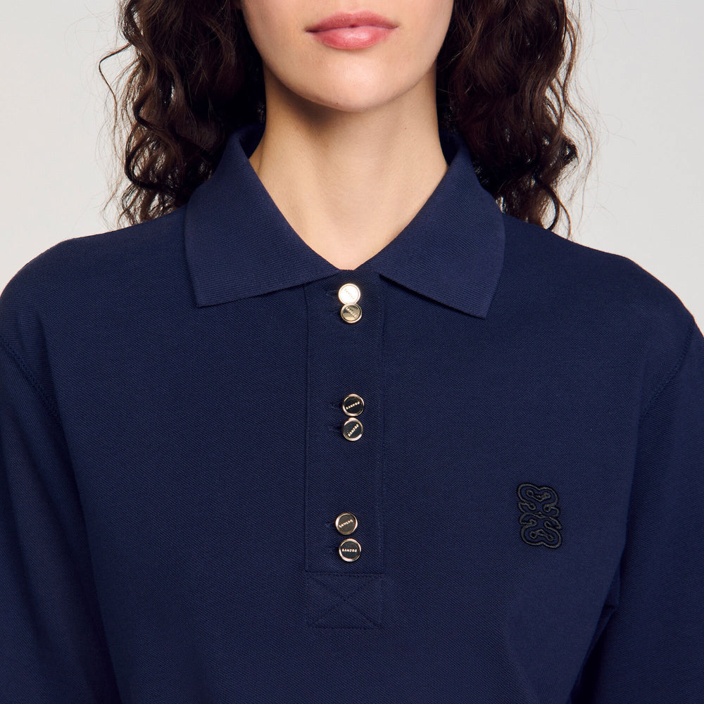 Sandro / Polo shirt with decorative buttons Navy Blue