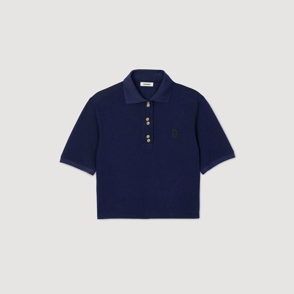 Sandro / Polo shirt with decorative buttons Navy Blue
